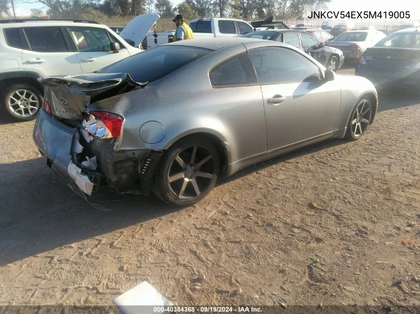 2005 Infiniti G35 VIN: JNKCV54EX5M419005 Lot: 40384368