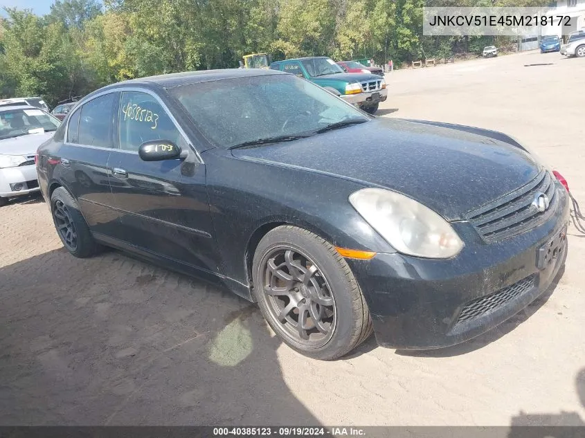 2005 Infiniti G35 VIN: JNKCV51E45M218172 Lot: 40385123