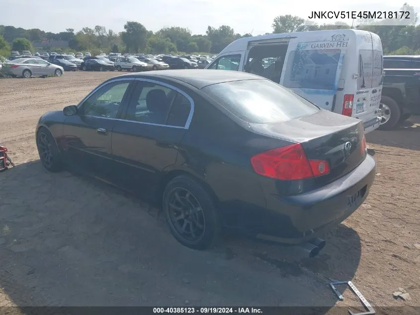 2005 Infiniti G35 VIN: JNKCV51E45M218172 Lot: 40385123