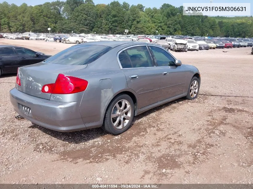 2005 Infiniti G35X VIN: JNKCV51F05M306631 Lot: 40411594