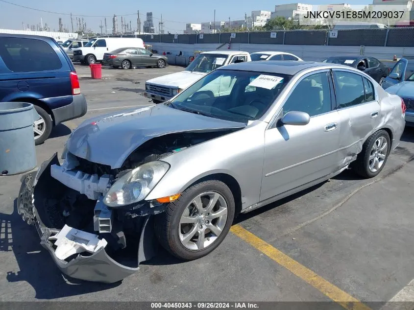 2005 Infiniti G35 VIN: JNKCV51E85M209037 Lot: 40450343