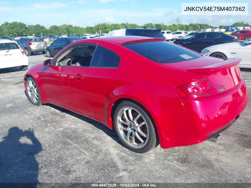 2005 Infiniti G35 VIN: JNKCV54E75M407362 Lot: 40472029