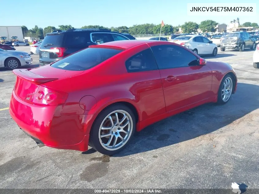 2005 Infiniti G35 VIN: JNKCV54E75M407362 Lot: 40472029