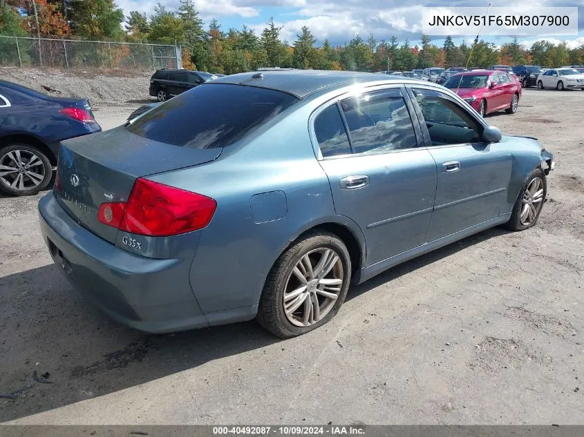 2005 Infiniti G35X VIN: JNKCV51F65M307900 Lot: 40492087