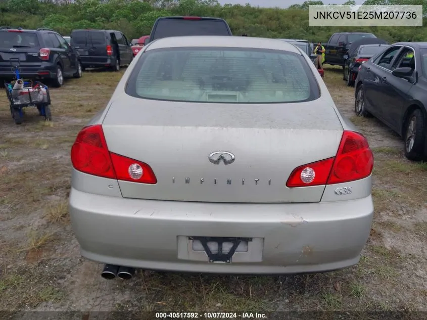 2005 Infiniti G35 VIN: JNKCV51E25M207736 Lot: 40517592