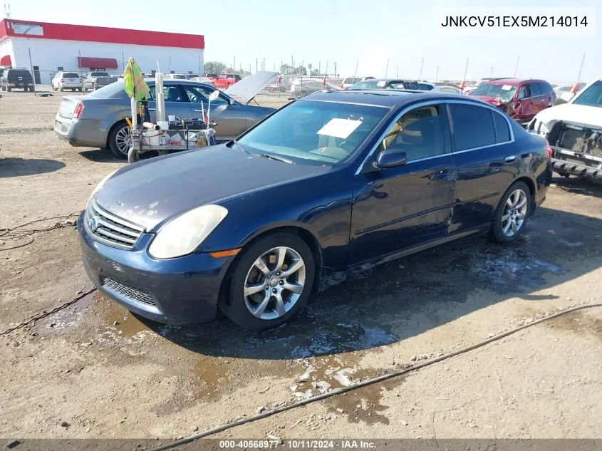 2005 Infiniti G35 VIN: JNKCV51EX5M214014 Lot: 40568977