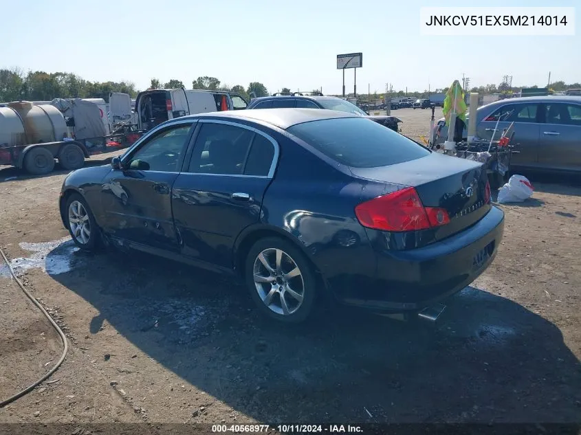 2005 Infiniti G35 VIN: JNKCV51EX5M214014 Lot: 40568977