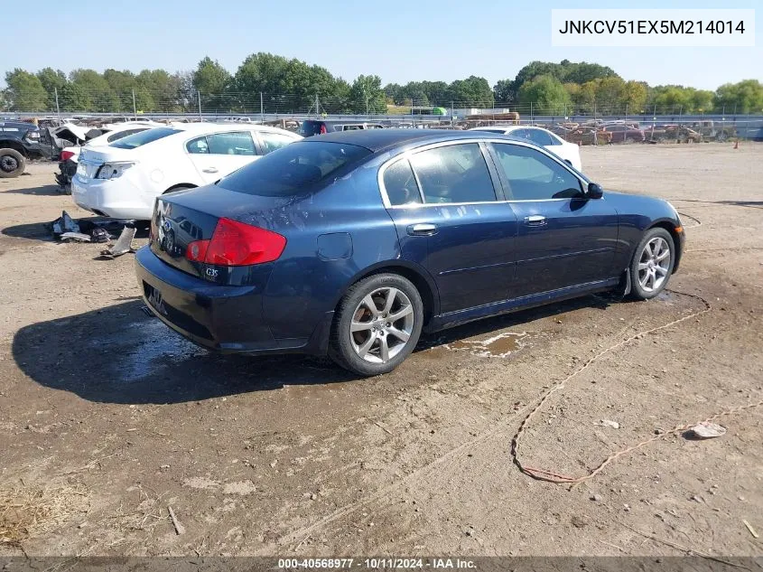 2005 Infiniti G35 VIN: JNKCV51EX5M214014 Lot: 40568977