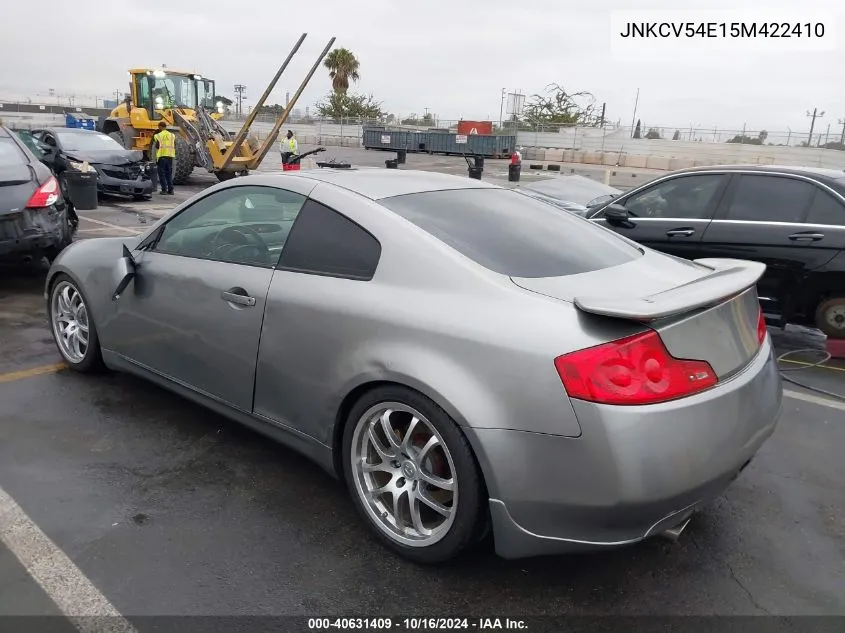 2005 Infiniti G35 VIN: JNKCV54E15M422410 Lot: 40631409