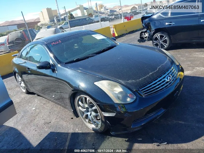 2005 Infiniti G35 VIN: JNKCV54E85M407063 Lot: 40637506