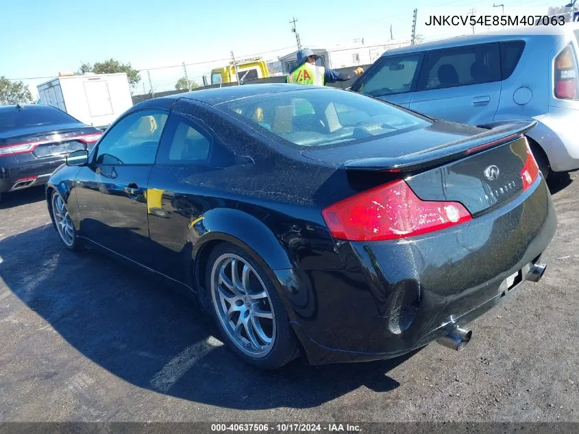 2005 Infiniti G35 VIN: JNKCV54E85M407063 Lot: 40637506