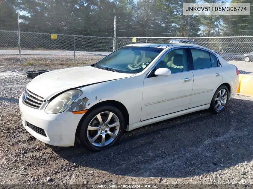 2005 Infiniti G35 VIN: JNKCV51F05M306774 Lot: 40685405