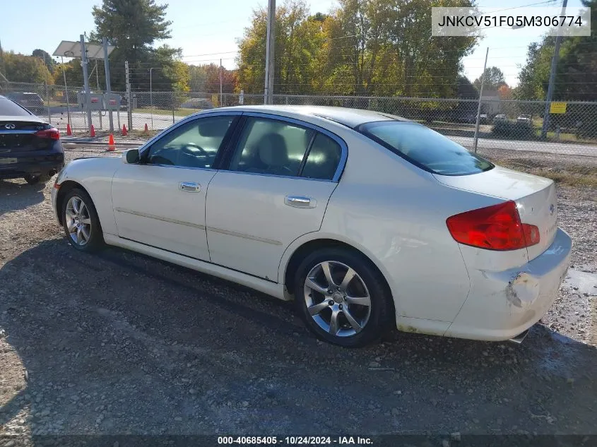 2005 Infiniti G35 VIN: JNKCV51F05M306774 Lot: 40685405