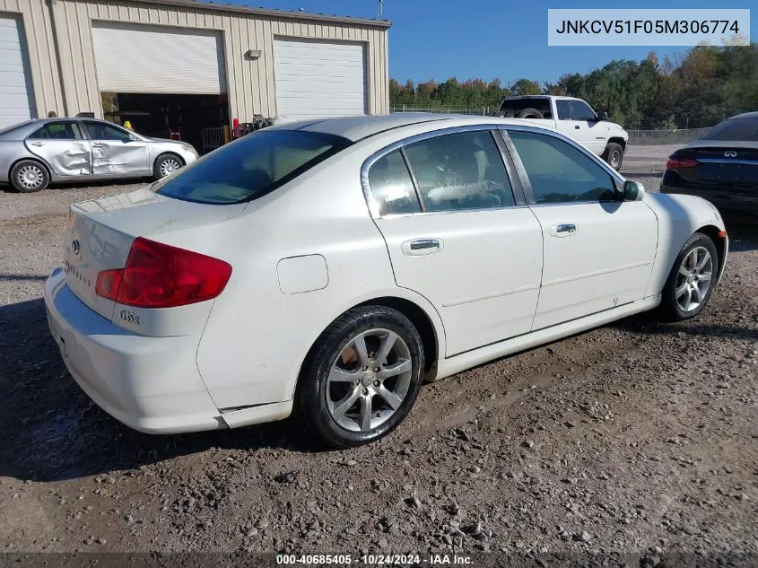 2005 Infiniti G35 VIN: JNKCV51F05M306774 Lot: 40685405