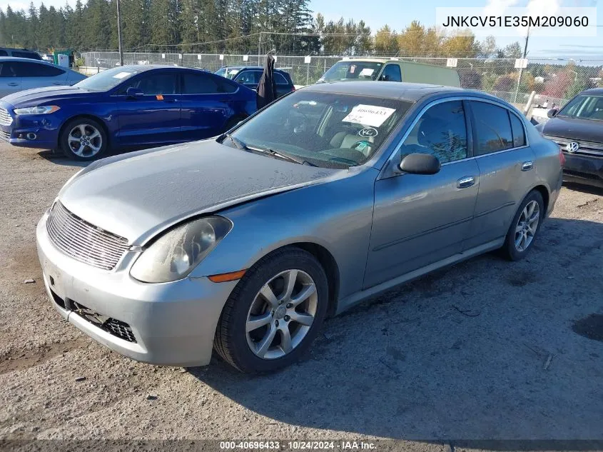 2005 Infiniti G35 VIN: JNKCV51E35M209060 Lot: 40696433