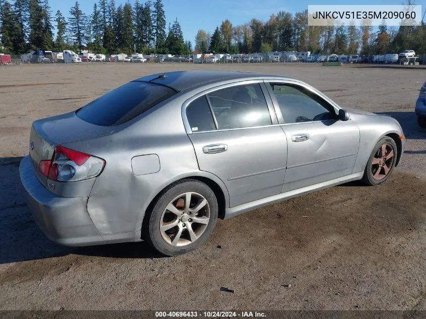 2005 Infiniti G35 VIN: JNKCV51E35M209060 Lot: 40696433