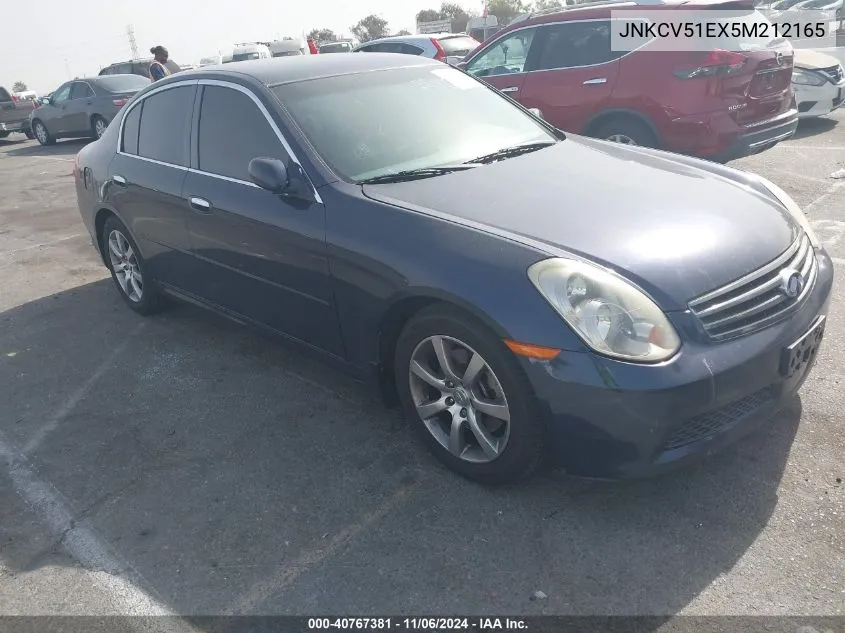 2005 Infiniti G35 VIN: JNKCV51EX5M212165 Lot: 40767381