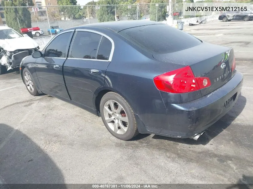 2005 Infiniti G35 VIN: JNKCV51EX5M212165 Lot: 40767381