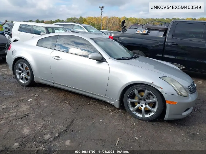 2005 Infiniti G35 VIN: JNKCV54EX5M400549 Lot: 40811703