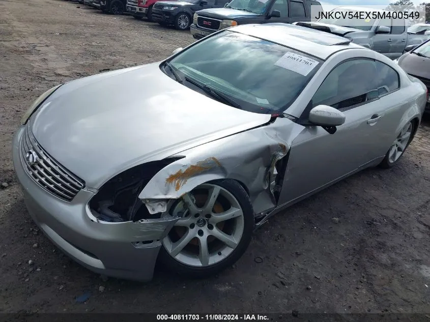 2005 Infiniti G35 VIN: JNKCV54EX5M400549 Lot: 40811703