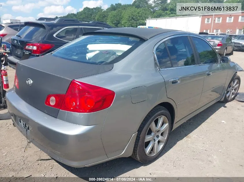 2006 Infiniti G35X VIN: JNKCV51F86M613837 Lot: 39824814