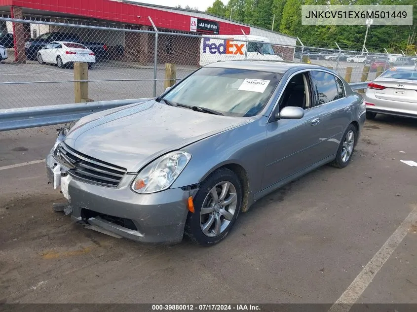 2006 Infiniti G35 VIN: JNKCV51EX6M501449 Lot: 39880012