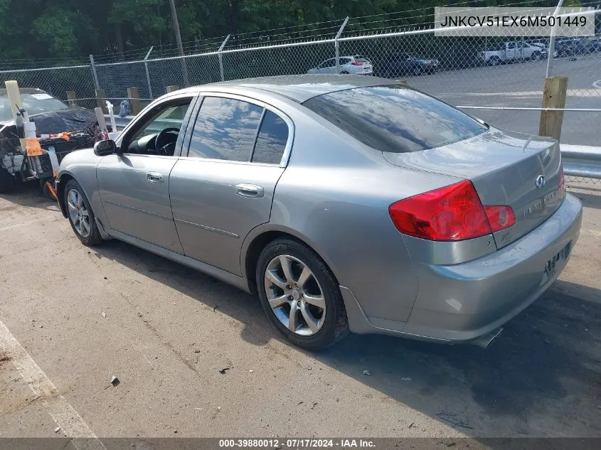 2006 Infiniti G35 VIN: JNKCV51EX6M501449 Lot: 39880012