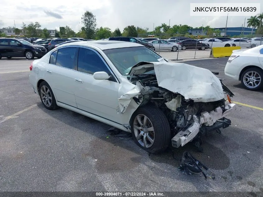 2006 Infiniti G35X VIN: JNKCV51F56M616839 Lot: 39904071