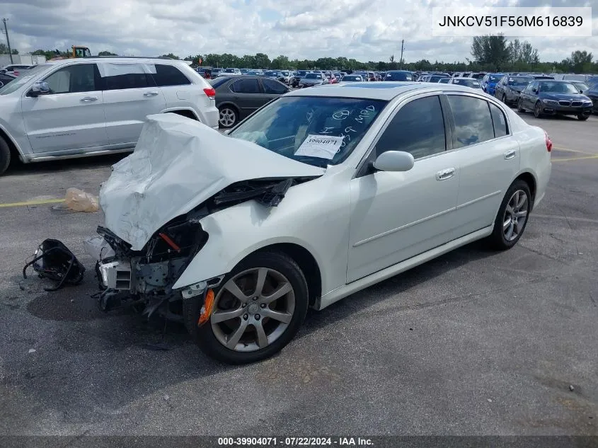 2006 Infiniti G35X VIN: JNKCV51F56M616839 Lot: 39904071