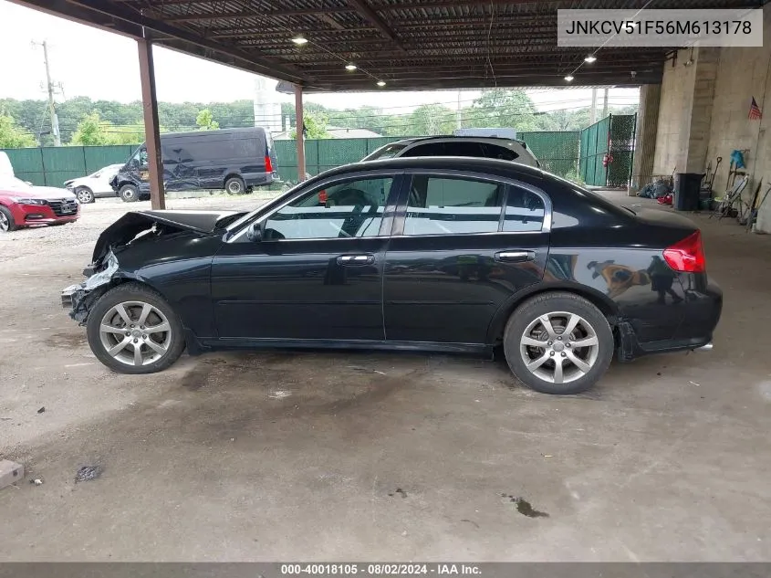 2006 Infiniti G35X VIN: JNKCV51F56M613178 Lot: 40018105