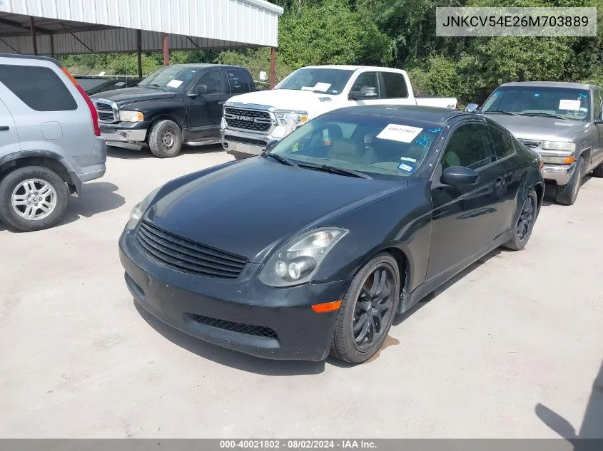 2006 Infiniti G35 VIN: JNKCV54E26M703889 Lot: 40021802