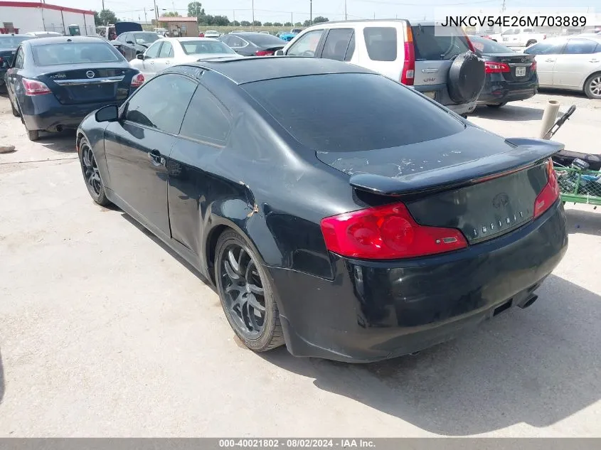 2006 Infiniti G35 VIN: JNKCV54E26M703889 Lot: 40021802