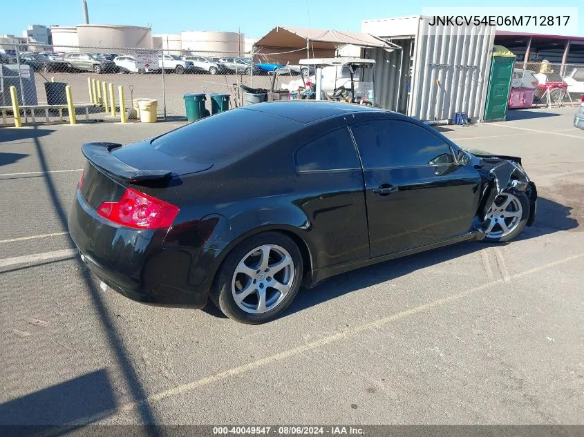 2006 Infiniti G35 VIN: JNKCV54E06M712817 Lot: 40049547