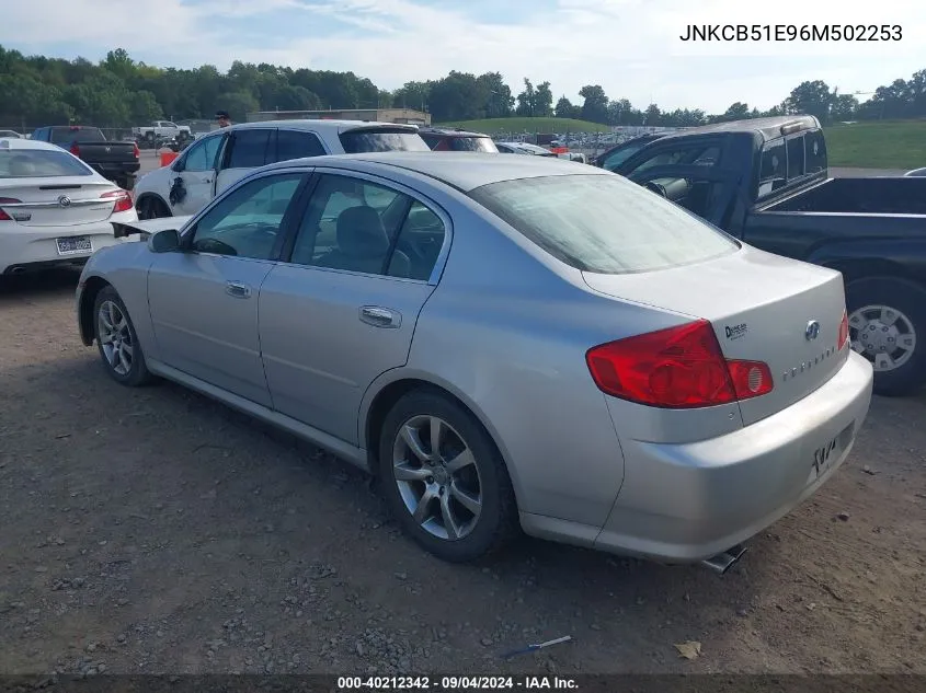 2006 Infiniti G35 VIN: JNKCB51E96M502253 Lot: 40212342