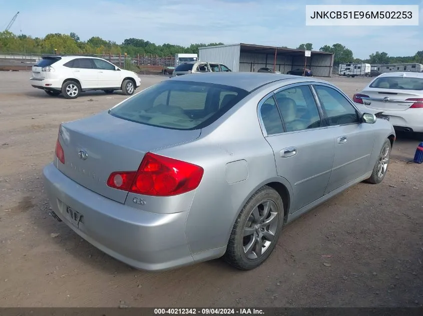 2006 Infiniti G35 VIN: JNKCB51E96M502253 Lot: 40212342