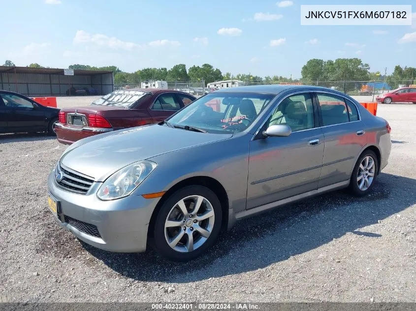 2006 Infiniti G35X VIN: JNKCV51FX6M607182 Lot: 40232401