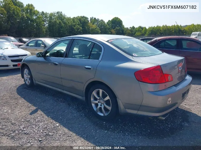 2006 Infiniti G35X VIN: JNKCV51FX6M607182 Lot: 40232401