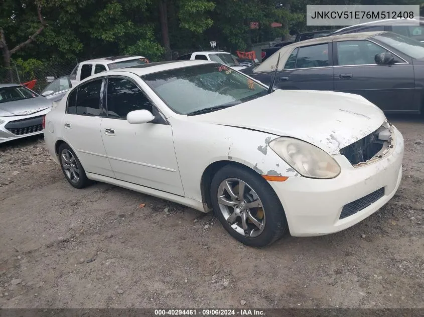 2006 Infiniti G35 VIN: JNKCV51E76M512408 Lot: 40294461