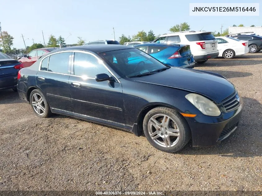 2006 Infiniti G35 VIN: JNKCV51E26M516446 Lot: 40306376