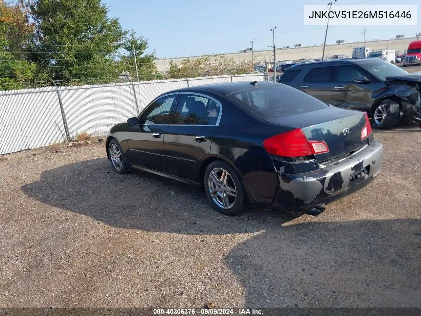 2006 Infiniti G35 VIN: JNKCV51E26M516446 Lot: 40306376