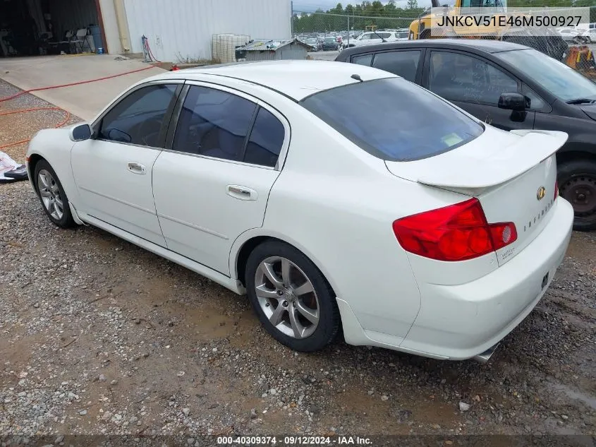 2006 Infiniti G35 VIN: JNKCV51E46M500927 Lot: 40309374