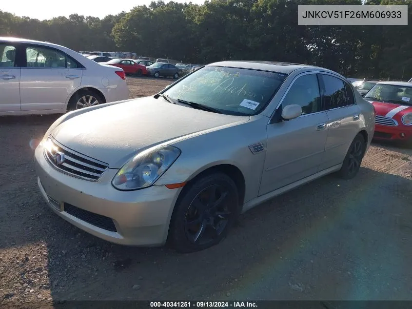 2006 Infiniti G35X VIN: JNKCV51F26M606933 Lot: 40341251