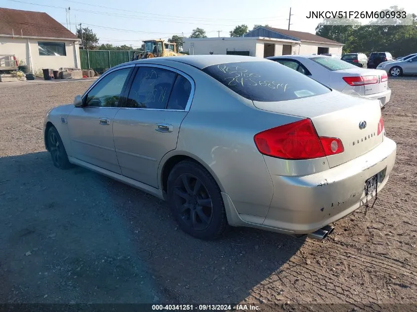 2006 Infiniti G35X VIN: JNKCV51F26M606933 Lot: 40341251