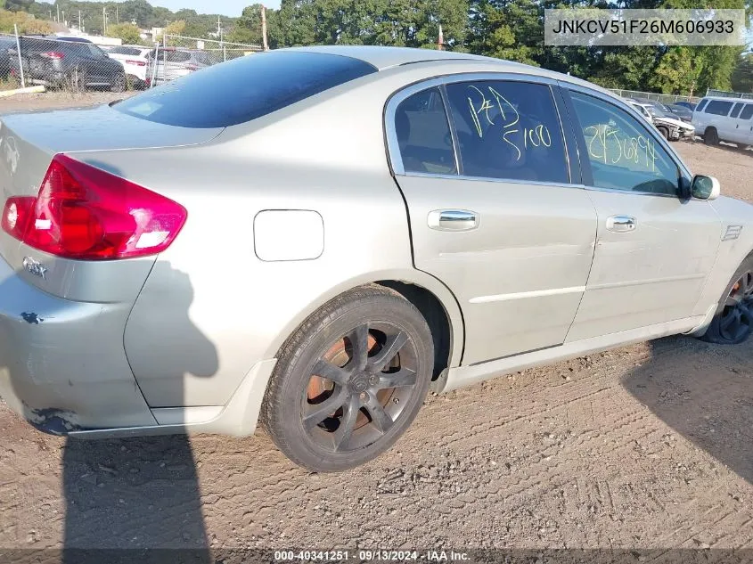 2006 Infiniti G35X VIN: JNKCV51F26M606933 Lot: 40341251