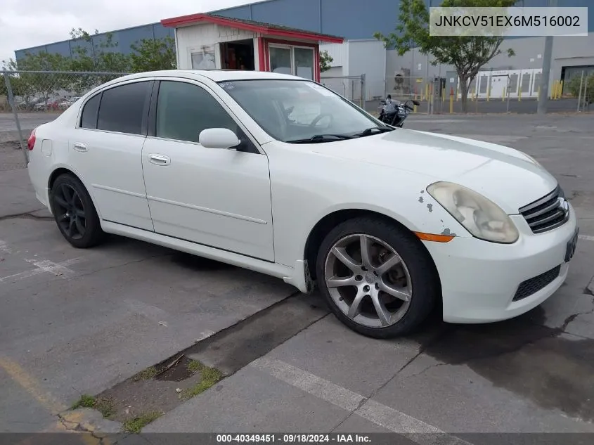 2006 Infiniti G35 VIN: JNKCV51EX6M516002 Lot: 40349451