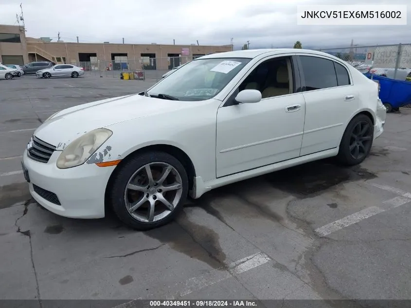 2006 Infiniti G35 VIN: JNKCV51EX6M516002 Lot: 40349451