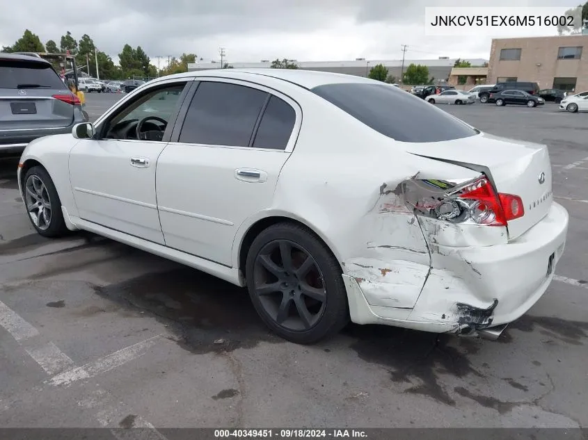 2006 Infiniti G35 VIN: JNKCV51EX6M516002 Lot: 40349451