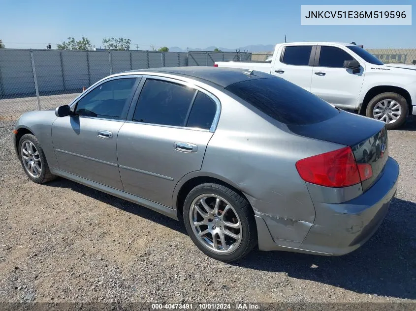 2006 Infiniti G35 VIN: JNKCV51E36M519596 Lot: 40473491