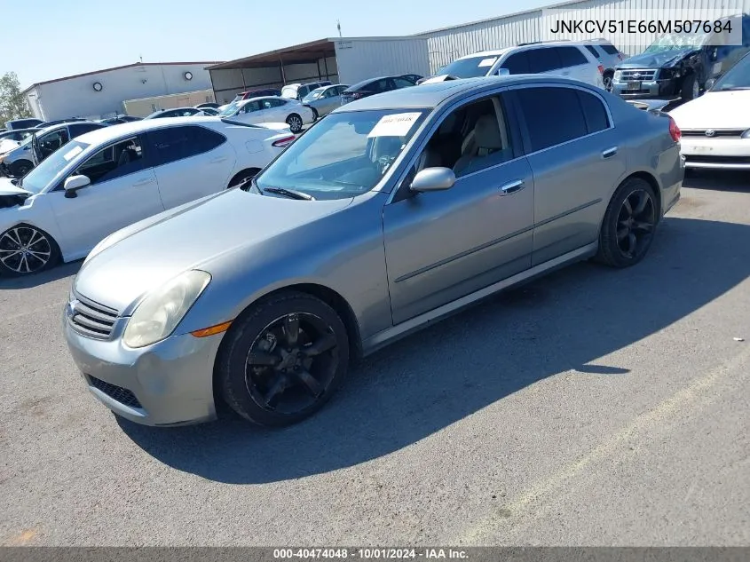 2006 Infiniti G35 VIN: JNKCV51E66M507684 Lot: 40474048