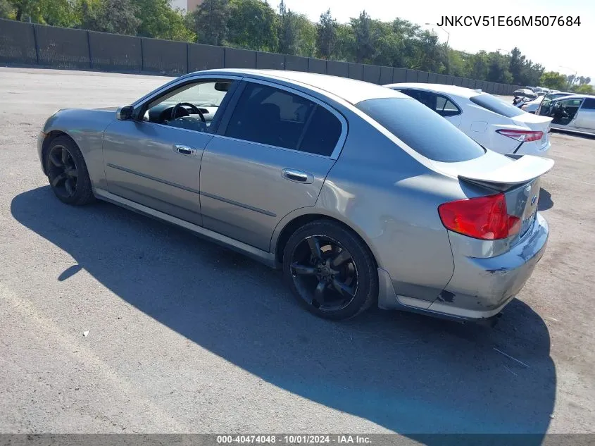 2006 Infiniti G35 VIN: JNKCV51E66M507684 Lot: 40474048